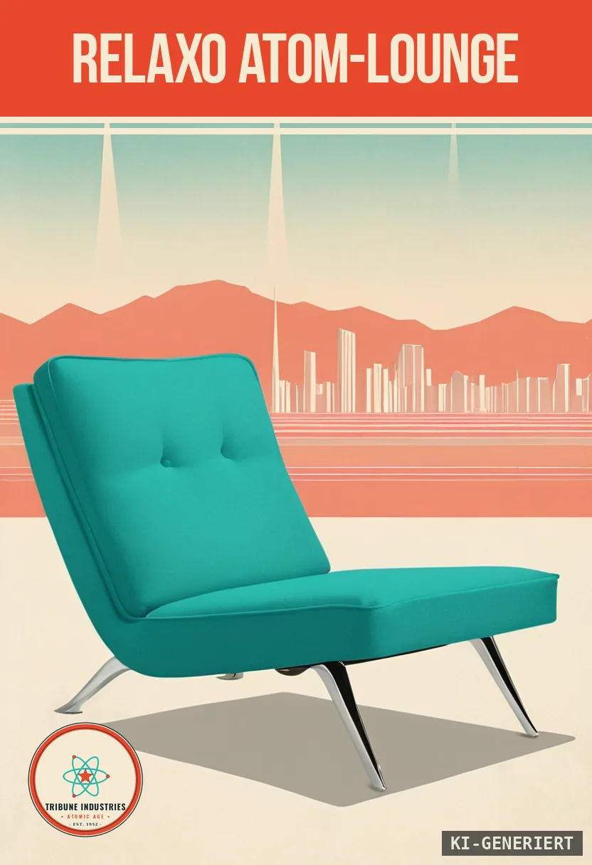 Relaxo Atom-Lounge — Werbebild im Stil der 1950er