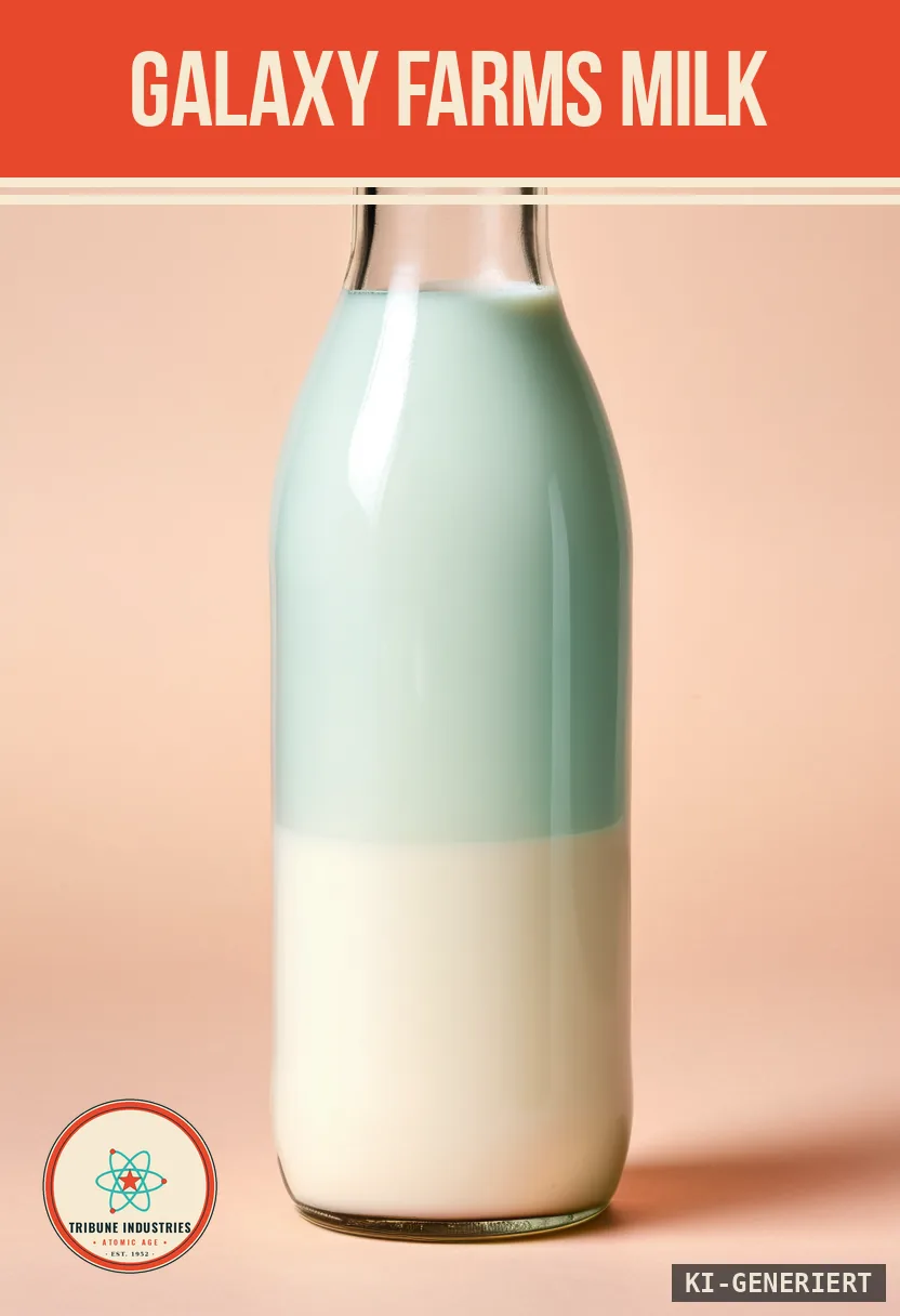 Galaxy Farms Milk — Werbebild im Stil der 1950er