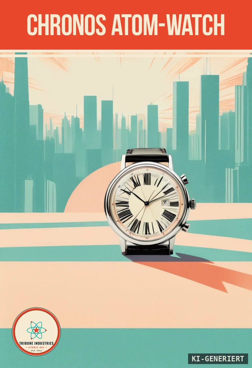 Chronos Atom-Watch — Werbebild im Stil der 1950er